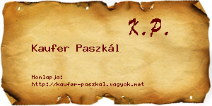 Kaufer Paszkál névjegykártya